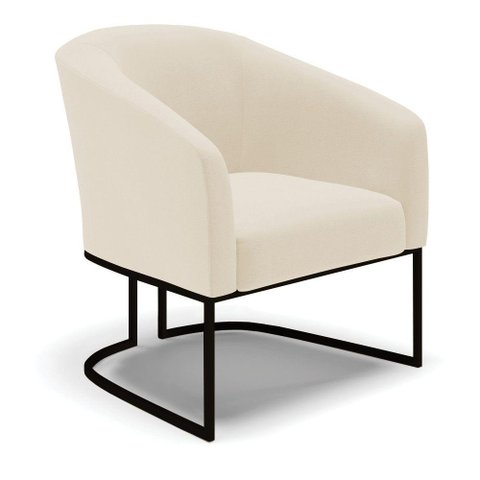 Poltrona Stella Linho Base Industrial Preto - D’Rossi Cor A19 Bege