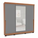 Ver imagem 2 de Roupeiro Porto 3 Portas de Correr com Espelho 217x213cm Freijó/Cinza 240850