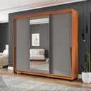Ver imagem 1 de Roupeiro Porto 3 Portas de Correr com Espelho 217x213cm Freijó/Cinza 240850