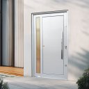 Ver imagem 2 de Porta Pivotante Alumínio Lambril Visione c/Pux.Dir. Elite Branco 240x150 Brimak