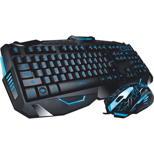 Combo Gamer Multilaser Lightning Mouse 2.000dpi Teclado Iluminado Abnt2 Tc195