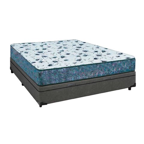 Cama Box Baú Casal 138 Suede Cinza com Colchão Alegro Espuma D28 Cinza 58x138x188
