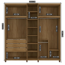 Ver imagem 3 de Guarda-Roupa Casal Áustria 5 Portas 1 Porta com Vidro Reflecta com LED e 3 Gavetas Internas Marrom/Cinamomo/Off White