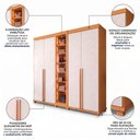 Ver imagem 5 de Guarda-Roupa Casal Reflecta 5 Portas 3 Gavetas com LED Cinamomo/Off White Austria