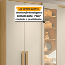 Ver imagem 6 de Guarda-Roupa Casal Áustria 5 Portas 1 Porta com Vidro Reflecta com LED e 3 Gavetas Internas Marrom/Cinamomo/Off White