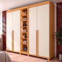 Ver imagem 1 de Guarda-Roupa Casal Reflecta 5 Portas 3 Gavetas com LED Cinamomo/Off White Austria