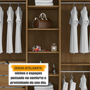 Ver imagem 5 de Guarda-Roupa Casal Áustria 5 Portas 1 Porta com Vidro Reflecta com LED e 3 Gavetas Internas Marrom/Cinamomo/Off White