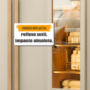 Ver imagem 4 de Guarda-Roupa Casal Áustria 5 Portas 1 Porta com Vidro Reflecta com LED e 3 Gavetas Internas Marrom/Cinamomo/Off White