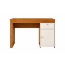 Ver imagem 4 de Mesa Escrivaninha para Computador Home Office 2 Gavetas Porta Canela Off