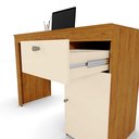Ver imagem 3 de Mesa Escrivaninha para Computador Home Office 2 Gavetas Porta Canela Off