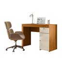 Ver imagem 2 de Mesa Escrivaninha para Computador Home Office 2 Gavetas Porta Canela Off