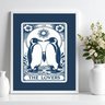 Quadro Decorativo Carta Tarot - Pinguins 45x34cm:moldura Branca - 2