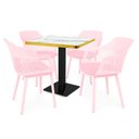 Ver imagem 1 de Conjunto Mesa de Jantar Quadrada Venezia 70x70cm Branca com 4 Cadeiras Estofadas Marcela - Rosa