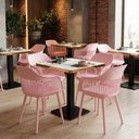 Ver imagem 2 de Conjunto Mesa de Jantar Quadrada Venezia 70x70cm Branca com 4 Cadeiras Estofadas Marcela - Rosa