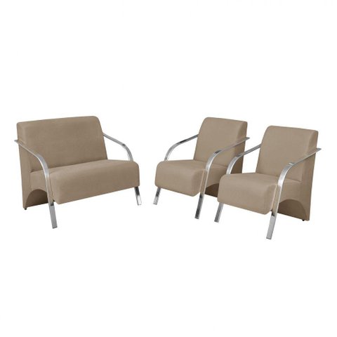 Conjunto Poltronas Vênus Braço Alumínio. Cappuccino