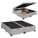 Ver imagem 1 de Cama Box com Baú King Bipartido Suede Cinza Royal Sleep