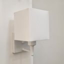 Ver imagem 4 de Arandela Quadrada Vivare Md-2006 Base Alumínio Branco Cúpula em Tecido - Bivolt - Branco-Branco - 11