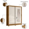 Guarda Roupa Casal 2 Portas de Correr com Espelho 170cm Egito M07 Freijó/off White - Mpozenato - 3