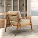 Ver imagem 4 de Poltrona Giulia Luxo Madeira Maciça Castellar Móbile Linho Bege Claro