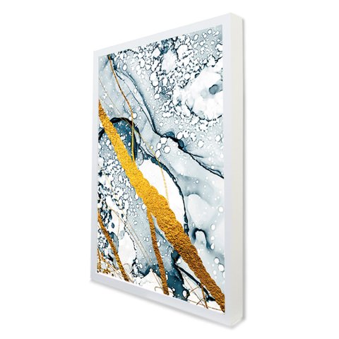 Quadro Decorativo Abstrato Mármore Delux em Moldura Caixa Tacolado Moldura Caixa 3cm Branca sem Vidr