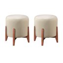 Ver imagem 2 de Kit 2 Puff Decorativo para Sala Redondo Luxo Viena Linho Marfim