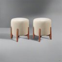 Ver imagem 1 de Kit 2 Puff Decorativo para Sala Redondo Luxo Viena Linho Marfim
