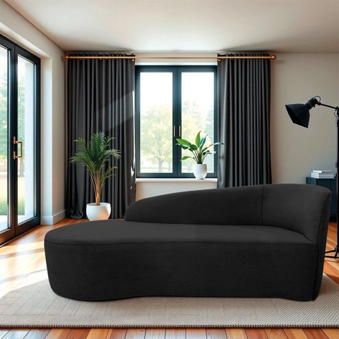 Recamier Curvo Orgânico 160cm 2 Lugares Lado Esquerdo para Sala de Estar Linho Paris