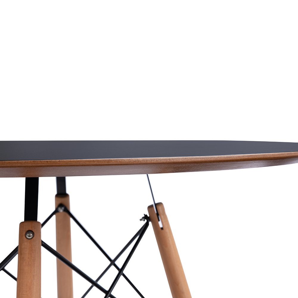 Mesa De Jantar Redonda 90 Cm Eames Eiffel Tampo Preto - 2