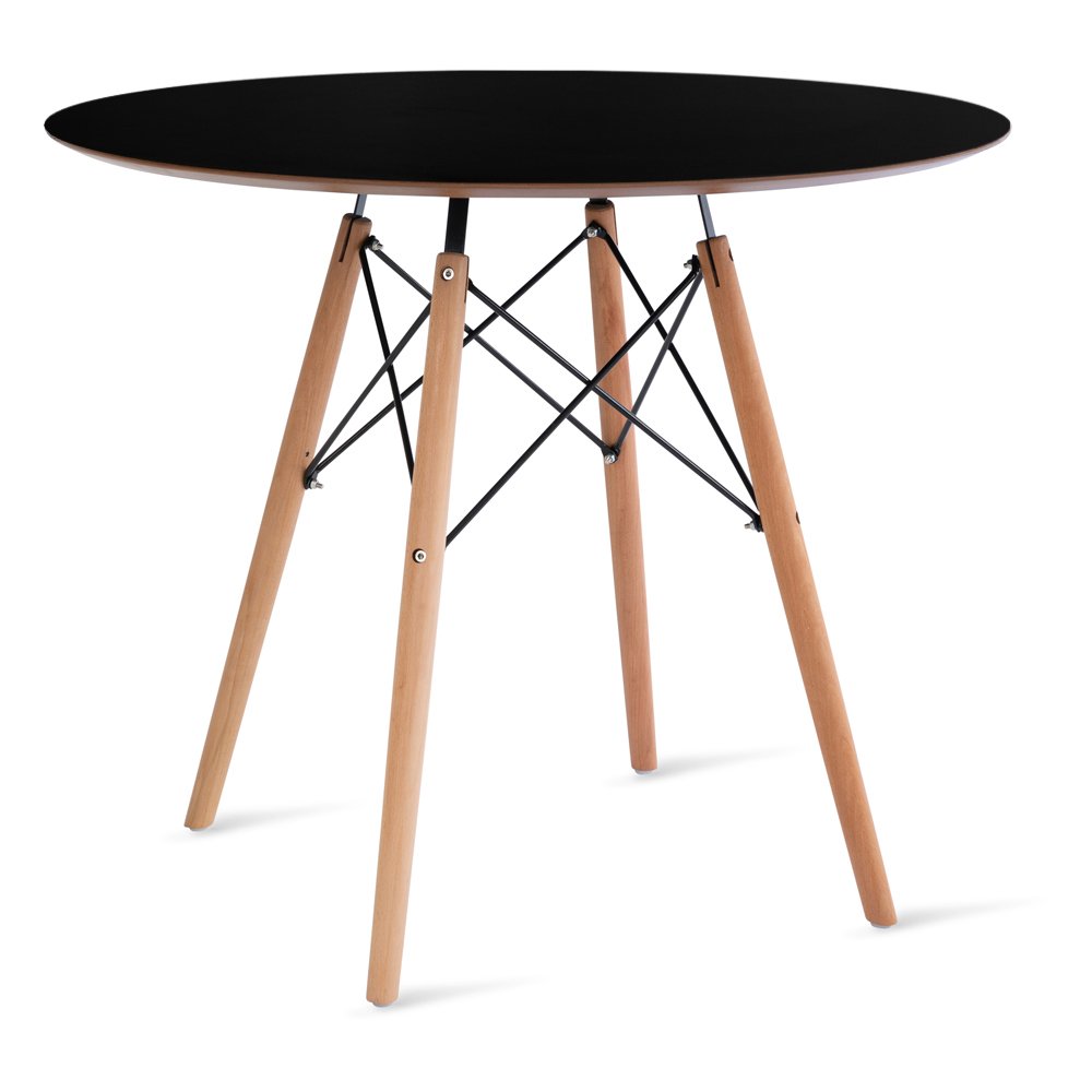 Mesa De Jantar Redonda 90 Cm Eames Eiffel Tampo Preto