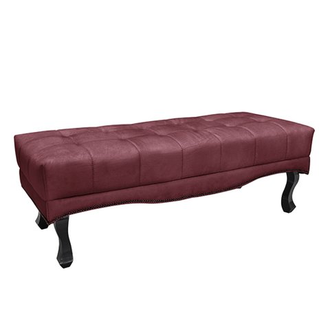 Recamier Decorativo 140cm Loewe Veludo Pés de Madeira Vinho - Gran Belo