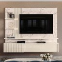 Ver imagem 3 de Home Theater Verona para TV 65 Polegadas 200cm MDP Ripado Frisado com Fitas de LED Calacata Off