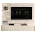 Ver imagem 1 de Home Theater Verona para TV 65 Polegadas 200cm MDP Ripado Frisado com Fitas de LED Calacata Off