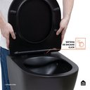 Ver imagem 4 de Vaso Sanitário Porcelana Suspenso Saída Horizontal Hematita Preto