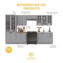 Ver imagem 5 de Armário de Cozinha Modulada Completa Fidelitá Nara 100% MDF 6 Peças 360cm 16 Portas 2 Gavetas sem