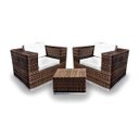 Ver imagem 1 de Conjunto de Sofá Fibra Sintética Cidade do Cabo - 2 Poltronas + 1 Mesa Centro - Tecido Duna Cru