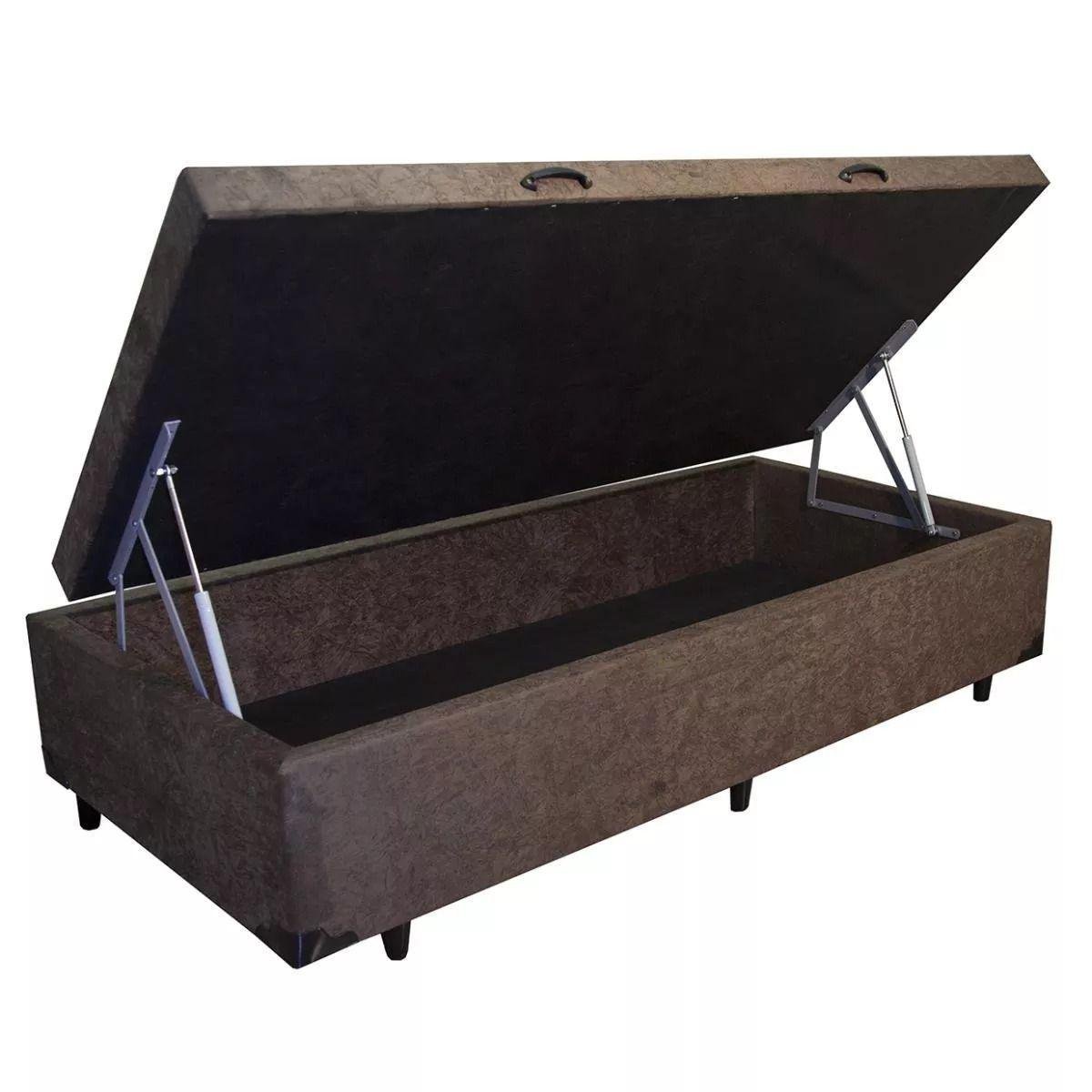 Cama Box Baú Solteiro Suede 78x188cm - Genki Kenko Colchões:cinzachumbo - 2