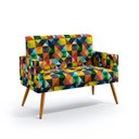 Ver imagem 2 de Kit 2 Poltronas Namoradeira Vega com Rodapé Suede Estampado Colorido Aradecor