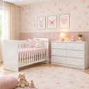 Ver imagem 1 de Conjunto Quarto de Bebê com Berço + Cômoda Amora Branco Espresso Moveis