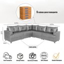 Ver imagem 4 de Sofá de Canto Essenza Luxo 5 Lugares Reclinável 257cm Café Veludo