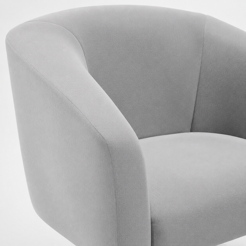 Poltrona Decorativa Giratória Sala Quarto Leitura Stella Suede Cinza Base Cromada - D’Rossi