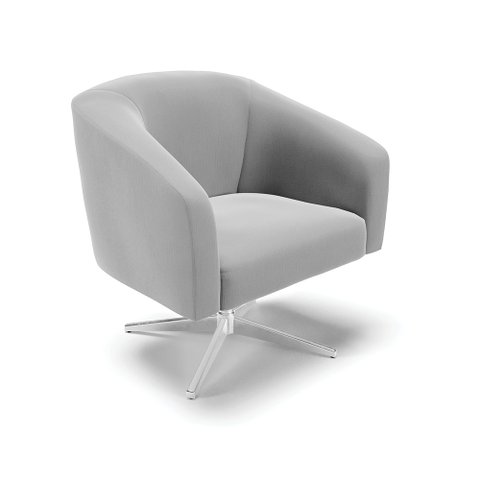 Poltrona Giratória Stella Suede Cinza Base Cromada - D’Rossi