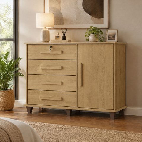 Cômoda Sapateira Grécia 4 Gavetas 1 Porta - Cinamomo