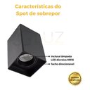 Ver imagem 3 de Kit 10 Spot de Sobrepor Quadrat C/10 Lâmpada Led Mr16 Oferta - Preto - Branco Neutro