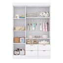 Ver imagem 3 de Guarda Roupa Roupeiro Ayla 100% MDF 3 Pts 4 Gav Detalhes Ripados Quarto de Bebê Branco Phoenix