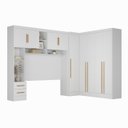 Ver imagem 2 de Guarda Roupa Casal Modulado 3 Peças 9 Portas 5 Gavetas com Cabeceira 100% MDF Smart Branco