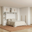 Ver imagem 1 de Guarda Roupa Casal Modulado 3 Peças 9 Portas 5 Gavetas com Cabeceira 100% MDF Smart Branco