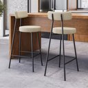 Ver imagem 2 de Kit 04 Banquetas Alta Cozinha Kobe Estofada com Encosto Linho Bege - Abmaza