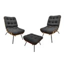Ver imagem 1 de Kit 02 Poltronas e 01 Puff Costela Suede Grafite
