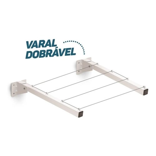 Varal de Parede + Cabo Resistente 4m: Branco - 6