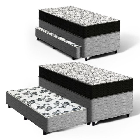 Cama Box com Colchão de Espuma D45 Ortobom Airtech 150 + Auxiliar de Molas Unique Solteiro 88cm